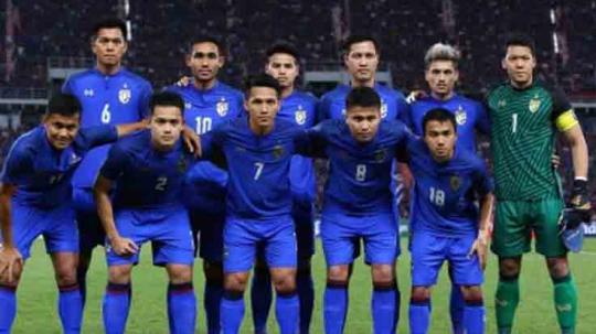 Foto skuat Thailand sebelum laga.