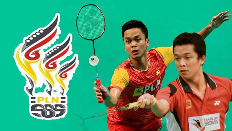 Anthony Sinisuka Ginting dan Taufik Hidayat (SGS PLN).