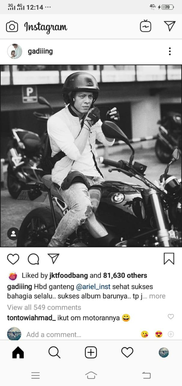 Tontowi Ahmad Ingin Diajak Riding Bareng Ariel Noah Copyright: Instagram Gading Marten