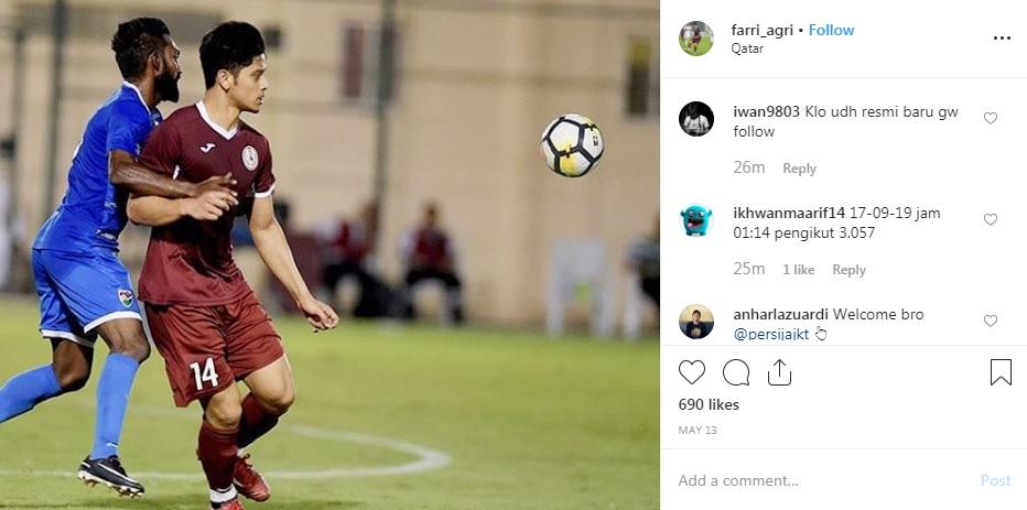 Instagram Farri Agri diserbu Jakmania Copyright: Instagram/@farri_agri