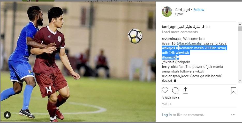 Komentar di akun instagram pemain baru Persija Farri Agri. Copyright: instagram.com/farri_agri