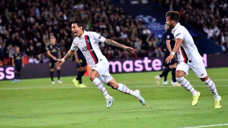 Selebrasi Angel Di Maria di pertandingan Liga Champions antara PSG vs Real Madrid, Kamis (19/09/19) dini hari WIB. Copyright: Twitter