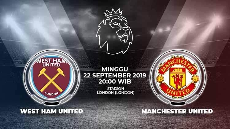 Pertandingan West Ham United vs Manchester United.
