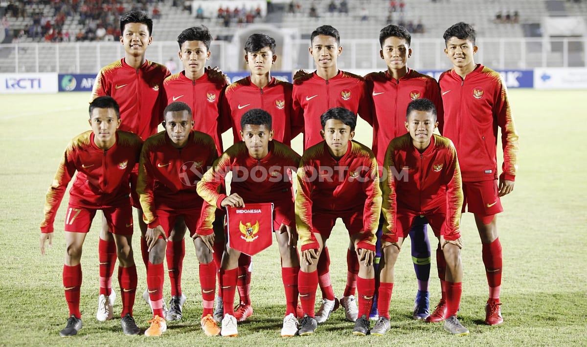 Skuat Timnas Indonesia U-16 saat berlaga di Pra Piala Asia U-16 di Stadion Madya Senaya beberapa waktu lalu. - INDOSPORT