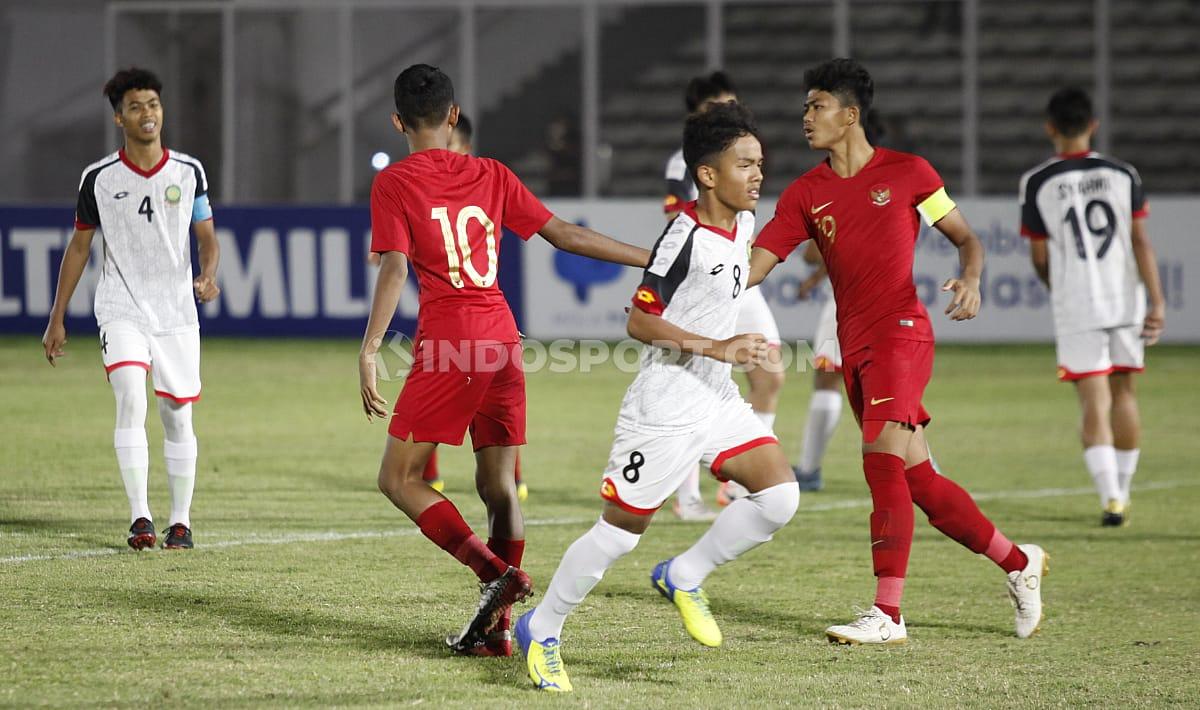 Laga pertandingan antara Brunai Darussalam U-16 vs Indonesia U-16 di Stadion Madya GBK Senayan, Jumat (20/09/19).