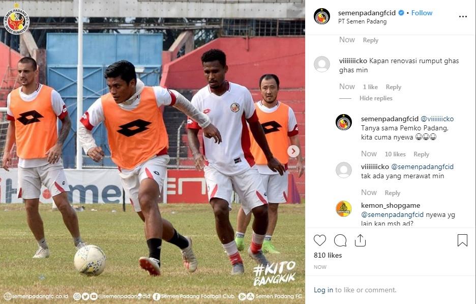 Jawaban Admin SemenPadang Saat Ditanya Renovasi Copyright: Instagram/SemenPadangFCID