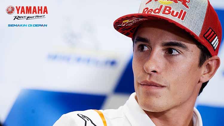 Pembalap dari Tim Repsol Honda, Marc Marquez sempat oleng saat sesi kualifikasi MotoGP Aragon 2019. - INDOSPORT