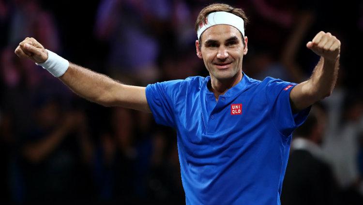Roger Federer saat berlaga di ajang Laver Cup 2019.