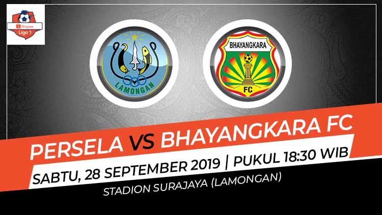 Pertandingan Persela Lamongan vs Bhayangkara FC.
