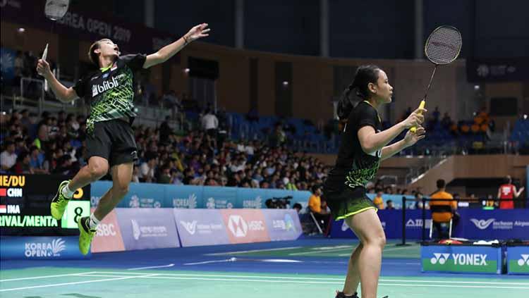 Wakil Indonesia di sektor ganda campuran Denmark Open 2019, Rinov Rivaldy dan Pitha Haningtyas Mentari, mengakui tak siap melawan pasangan China. - INDOSPORT