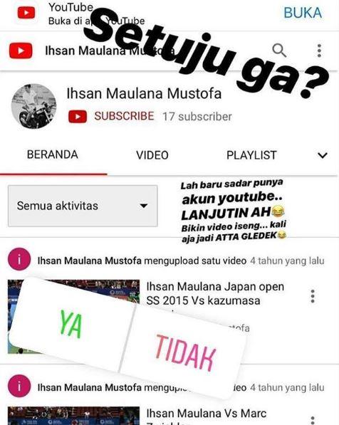Ihsan Maulana Mustofa berminat menjadi Youtuber Copyright: Instagram