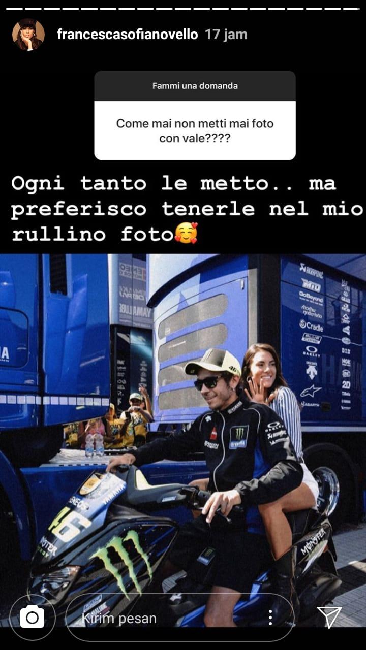 Jarang Tampil Mesra di Media Sosial, Kekasih Valentino Rossi Berikan Penjelasan Copyright: instagram.com/francescasofianovello
