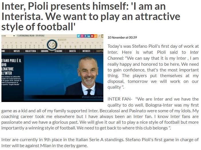 Berita Stefano Pioli mengaku sebagai Internisti. Copyright: calciomercato.com