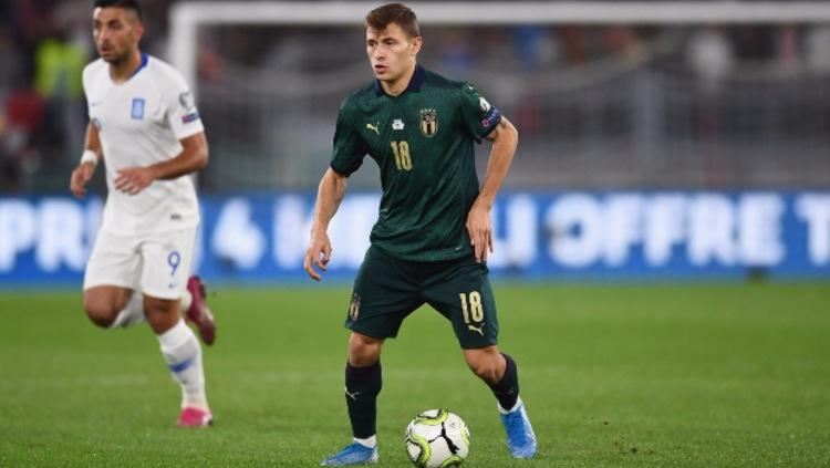 Gelandang Inter Milan, Nicolo Barella saat pertandingan Kualifikasi Euro 2020 antara Italia vs Yunani Copyright: twitter.com/@azzurri