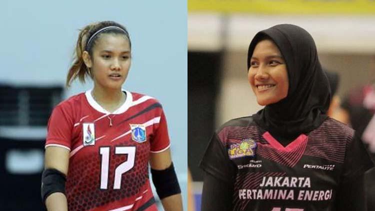 Atlet voli, Nandita Ayu Salsabila, sebelum dan sesudah berhijab. - INDOSPORT