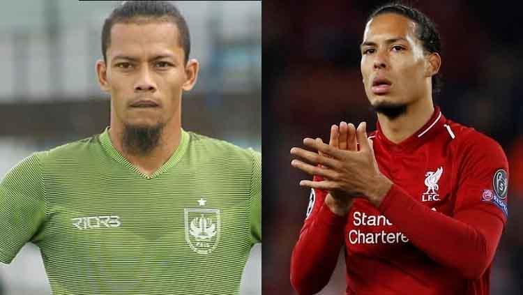 Jandia Eka Putra mirip Virgil van Dijk. Copyright: INDOSPORT