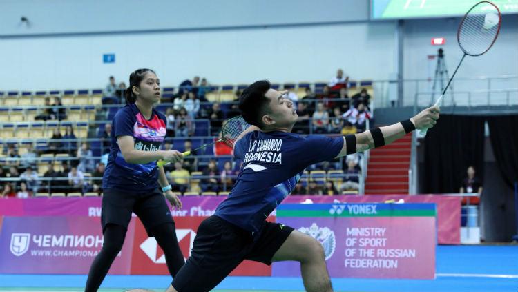 Ganda campuran Leo Rolly Carnando dan Indah Cahya Sari Jamil runner up Kejuaraan Dunia Junior Bulutangkis 2019.