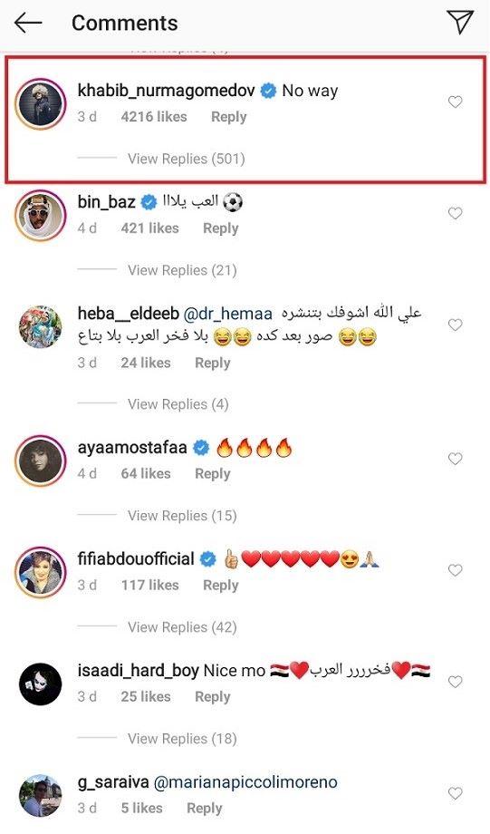 Komentar Khabib Nurmagomedov soal postingan Mohamed Salah bersama Alessandra Ambrosio. Copyright: Instagram @mosalah
