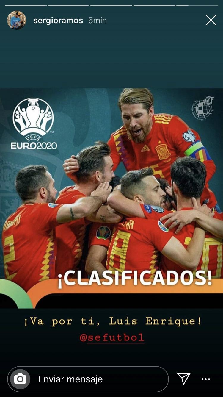 Ramos Dedikasikan Keberhasilan Spanyol di Kualifikasi Euro 2020 untuk Luis Enrique Copyright: Instagram Sergio Ramos