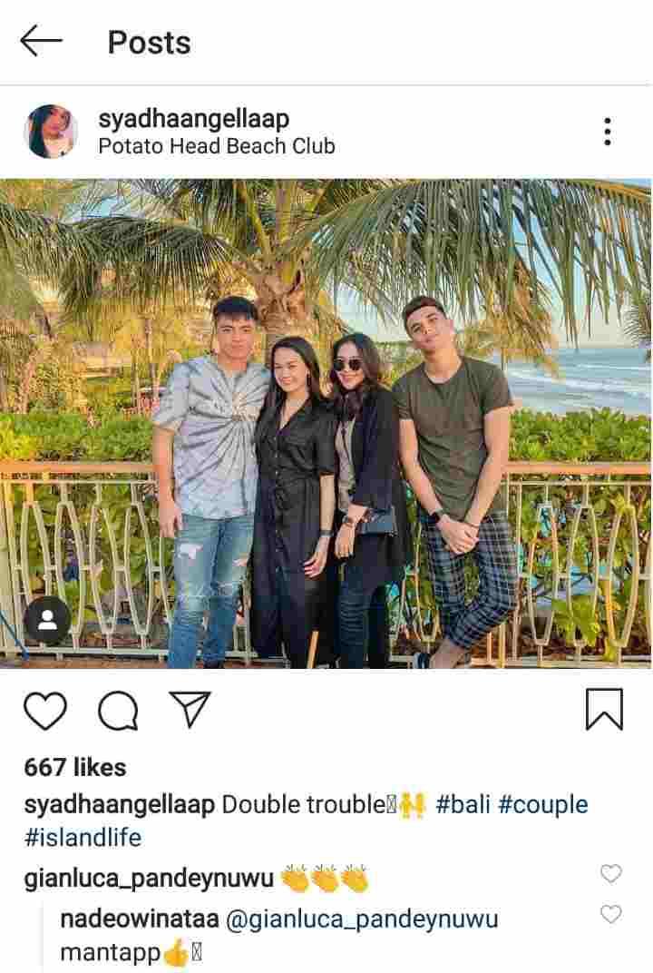 Syadha Angella saat double date di Bali. Copyright: Instagram @syadhaangellaap