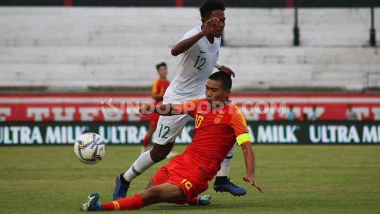 Pertandingan Timnas Indonesia U-19 vs China U-19 di Stadion Kapten I Wayan Dipta, Gianyar, Minggu (20/10/19).