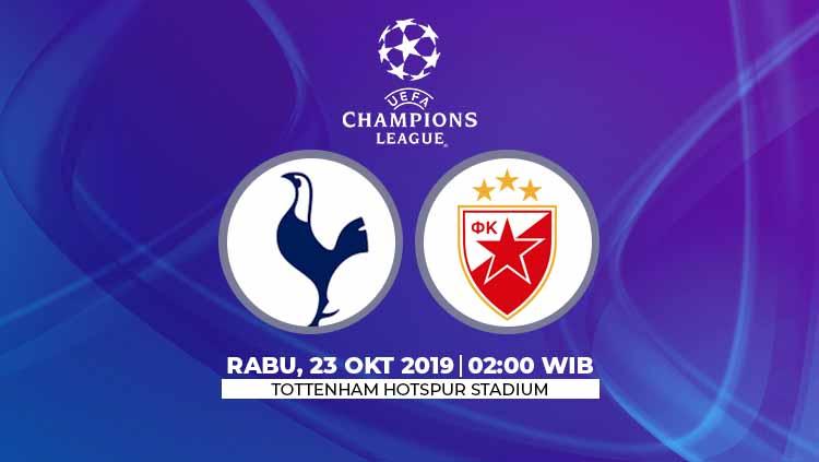 Prediksi pertandingan Liga Champions Tottenham Hotspur vs Red Star Belgrade matchday 3 Grup B, Sabtu (23/10/19), pukul 02.00 WIB, di Tottenham Hotspur Stadium.