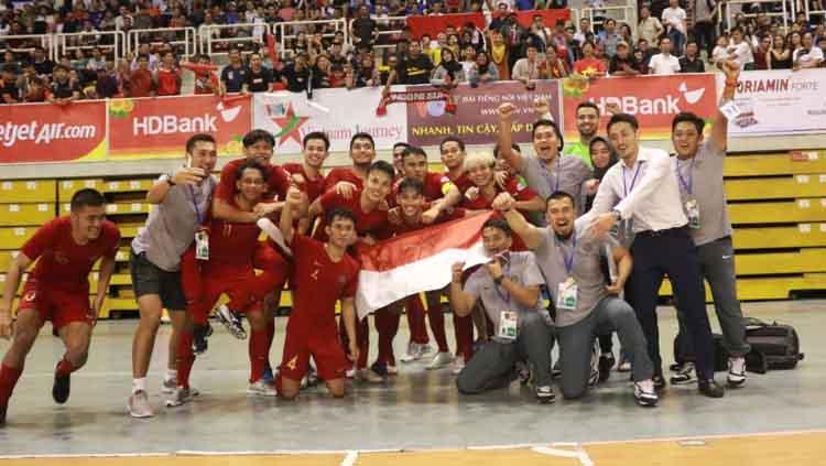 Timnas Futsal Indonesia berhasil melaju ke partai final Piala AFF Futsal 2019 setelah mengalahkan Myanmar dengan skor 4-3, Jumat (25/10/19). - INDOSPORT