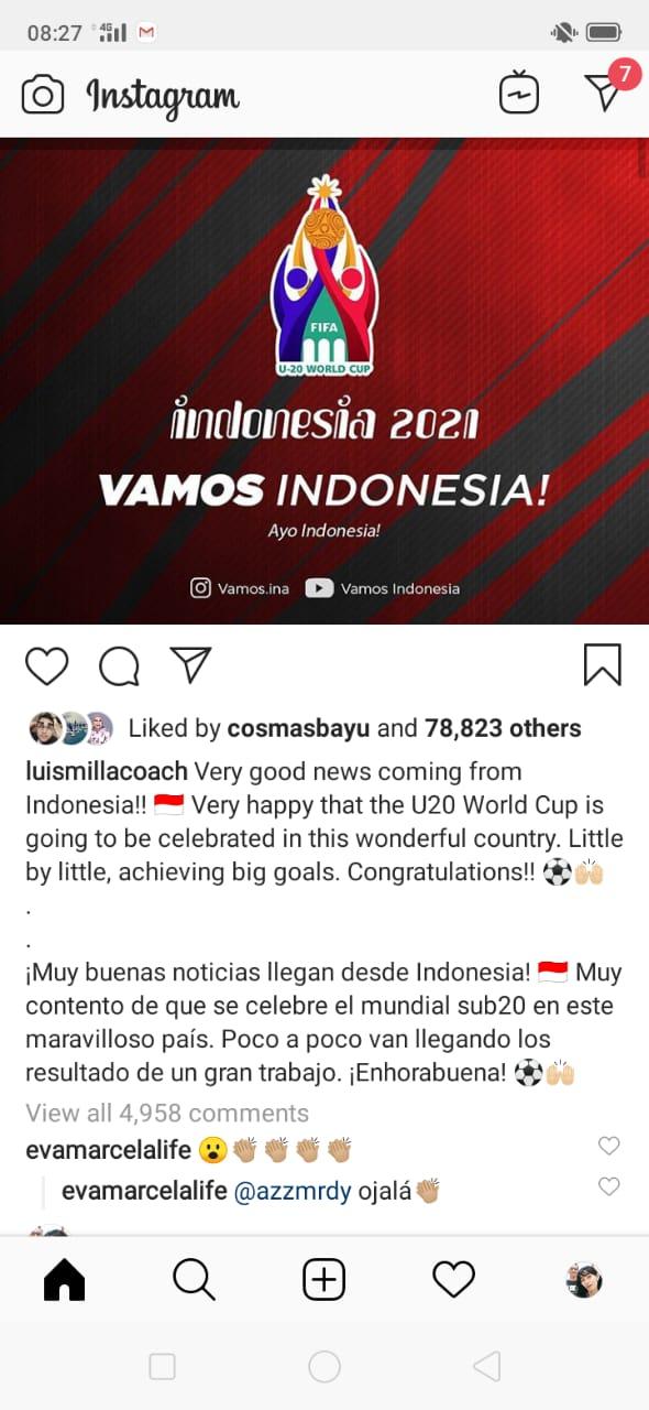 Presenter Seksi LaLiga Soroti Terpilihnya Indonesia sebagai Tuan Rumah Piala Dunia Copyright: Instagram luis milla