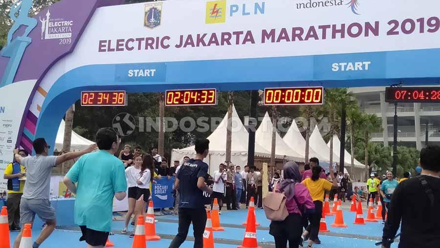 Gate turnamen Electric Jakarta Marathon 2019, Minggu (271019) di Stadion Utama Gelora Bung Karno, Senayan, Jakarta.