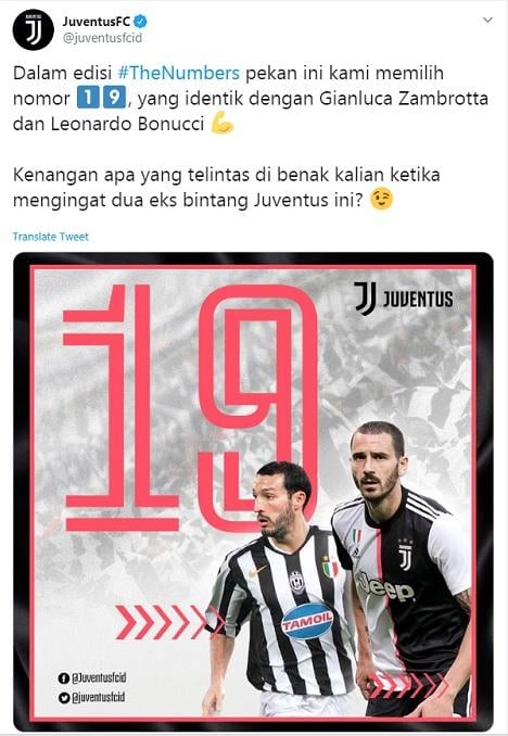 Akun Resmi Juventus Sebut Leonardo Bonucci Mantan Pemain Copyright: Twitter/@juventusfcid