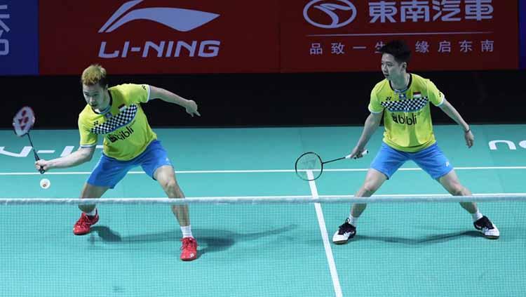 Pasangan ganda putra Kevin Sanjaya Sukamuljo/Marcus Fernaldi Gideon sukses membuat ganda putra China 'bertengkar, kok bisa? - INDOSPORT