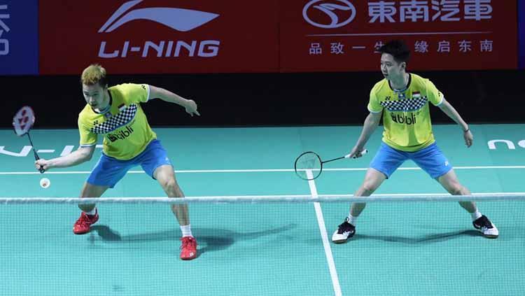 Kevin/Marcus Tumbangkan Ganda China He Ji Ting/Tan Qiang dan ke perempatfinal Fuzhou China Open 2019 - INDOSPORT