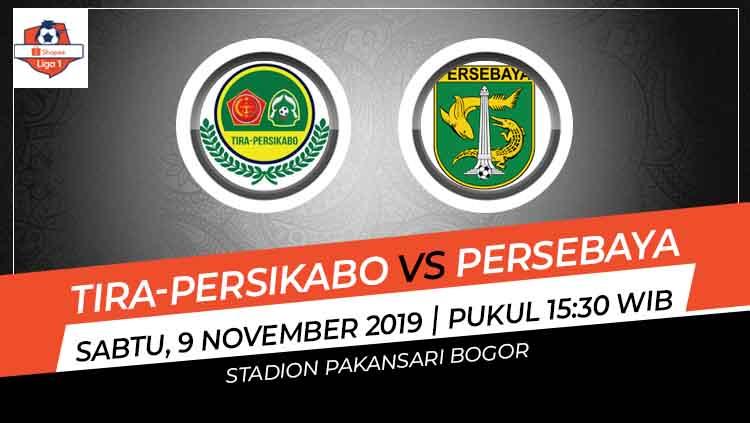 Prediksi pertandingan Shopee Liga 1 2019 Tira-Persikabo vs Persebaya Surabaya pada pekan ke-28, Sabtu (09/11/19), pukul 15.30 WIB, di Stadion Pakansari, Bogor.
