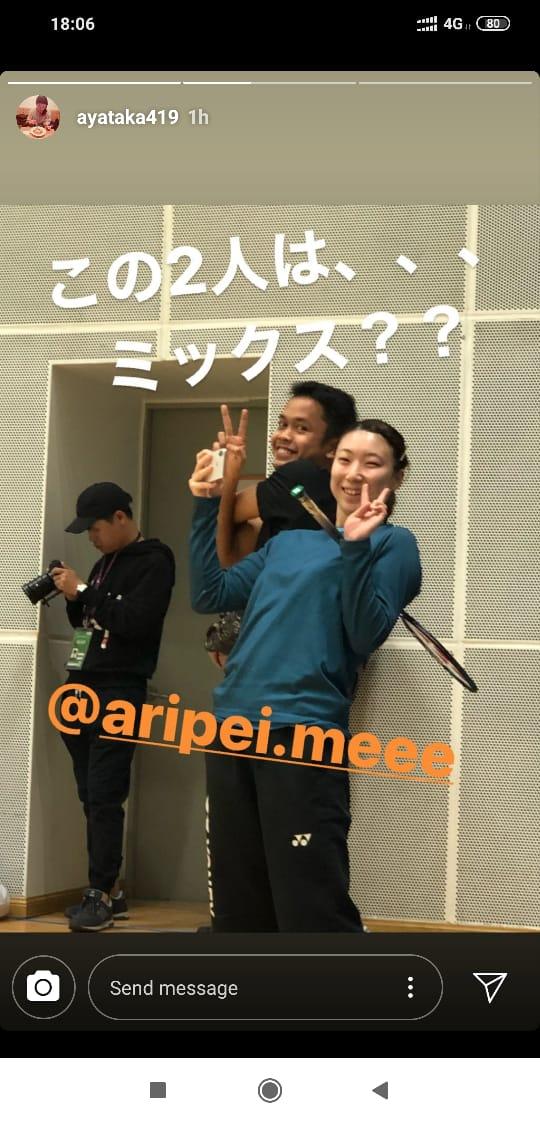 Anthony Ginting tampak akrab dengan Arisa Higashino Copyright: instagram.com/ayataka419