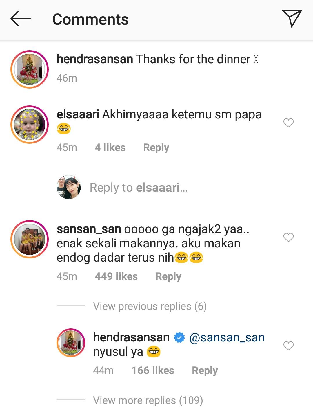 Sansan ngomel lihat Hendra Setiawan makan bareng Liu Yuchen Copyright: Instagram Hendra Setiawan