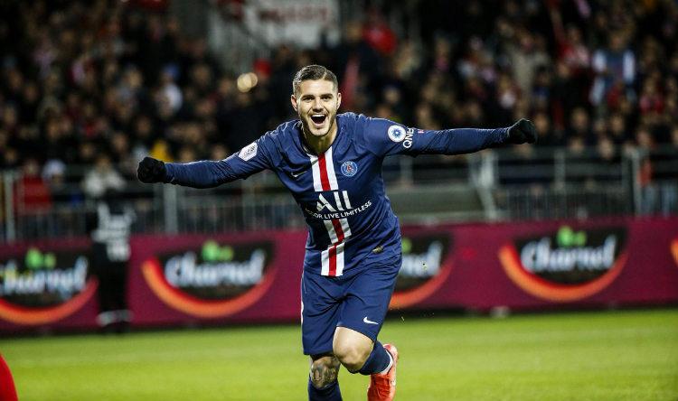 Selebrasi Mauro Icardi setelah membawa Paris Saint-Germain kalahkan Brest Copyright: Twitter @PSG_English