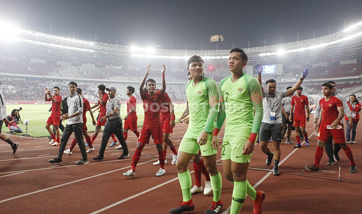 Laga pertandingan antara Indonesia U-19 vs Korea Utara U-19 pada Kualifikasi Piala Asia U-19 di GBK, Jakarta, Minggu (10/11/19).