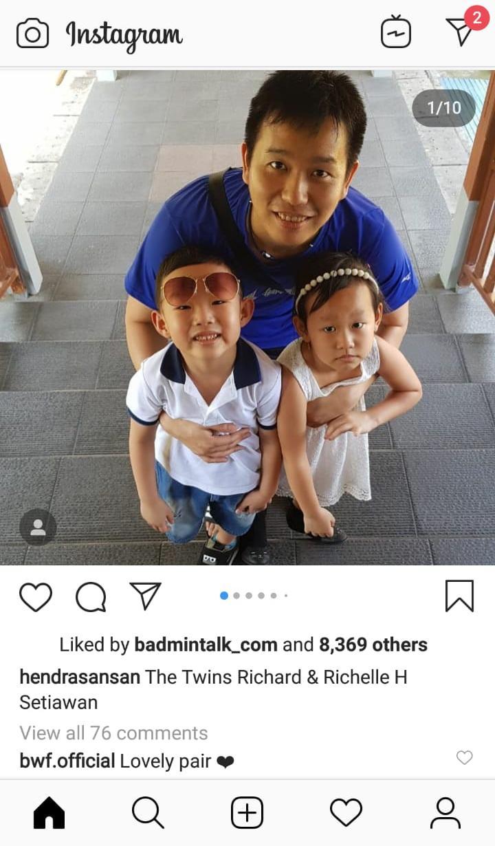 BWF Soroti kedua anak Hendra Setiawan Copyright: instagram.com/hendrasansan