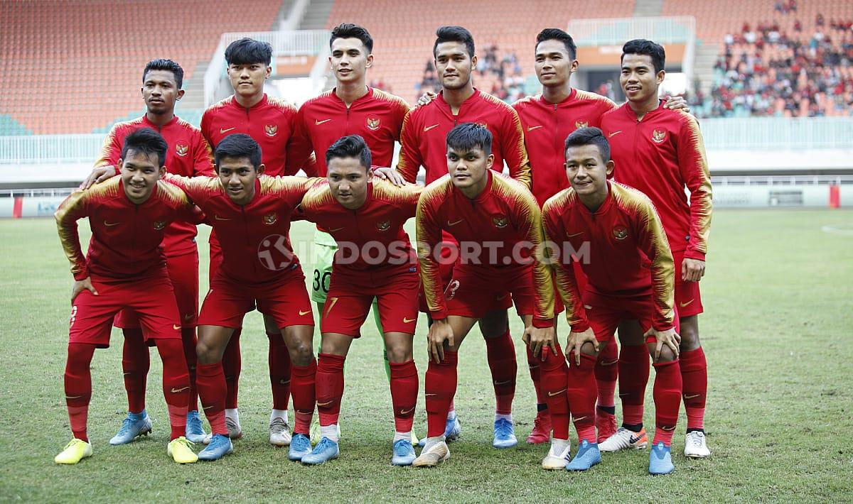 Skuat Timnas Indonesia U-23 dalam laga uji coba melawan Iran U-23.