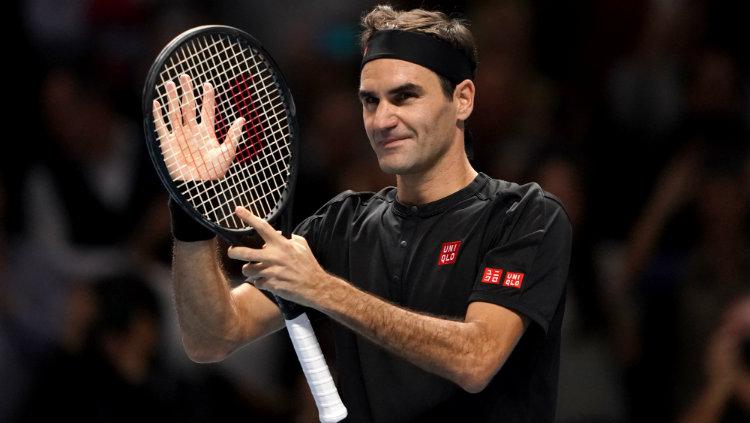 Roger Federer di turnamen tenis Nitto ATP Finals 2019.