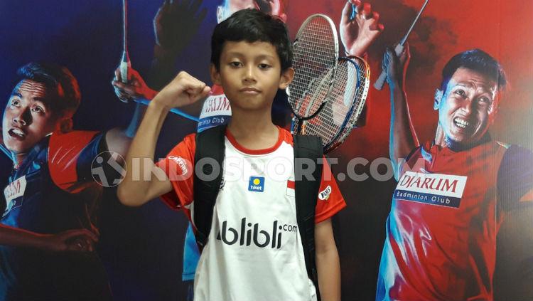 Diaz usai Mengikuti Seleksi Hari Pertama Audisi Umum Beasiswa Bulutangkis PB Djarum di Kudus, Minggu (17/11/19).