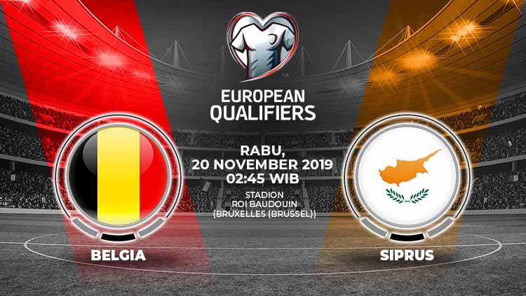 Link live streaming Kualifikasi Euro 2020 antara Belgia vs Siprus.