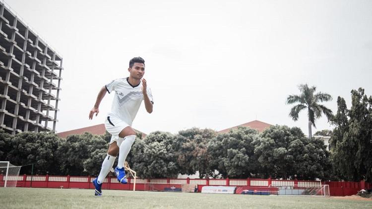 Bek timnas Indonesia U-23, Asnawi Mangkualam, berlatih menjelang SEA Games 2019.