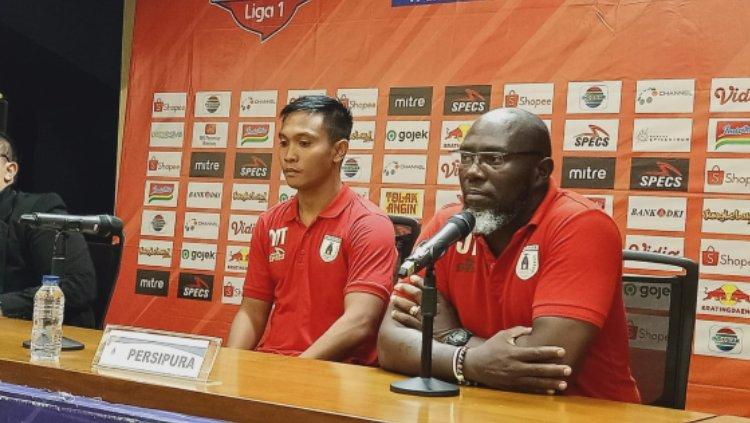 Jacksen F Tiago dalam konferensi pers usai pertandingan pekan ke-29 Liga 1 2019 antara Persija Jakarta vs Persipura Jayapura, Kamis (28/11/19) malam WIB.