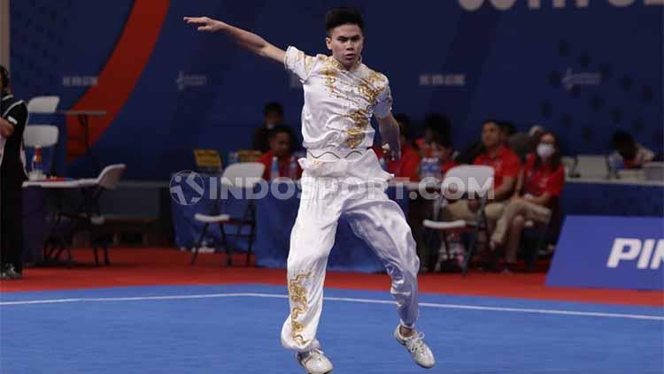 Aksi pewushu Indonesia, Edgar Xavier Marvelo di SEA Games 2019.