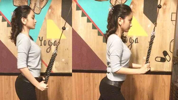 Regina Valeria Putri saat melakukan olahraga di salah satu tempat olahraga.