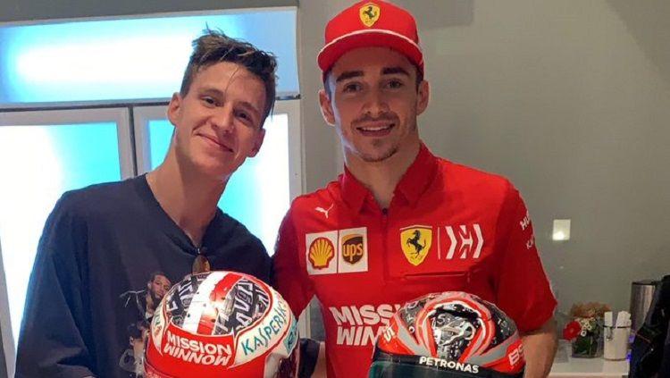 Fabio Quartararo (MotoGP) dan Charles Leclerc (F1), tunjukkan keakraban di luar lintasan balap. - INDOSPORT