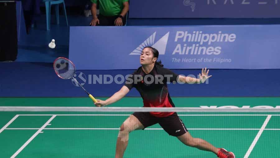 Gregoria Mariska Tunjung vs Ratchanok Intanon di Muntinlipa Sport Complex, Manila, Selasa (03/12/19). - INDOSPORT