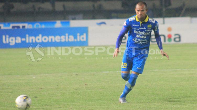 Kapten Persib, Supardi Nasir saat pertandingan Liga 1 2019 menghadapi Persela Lamongan di Stadion Si Jalak Harupat, Kabupaten Bandung, Selasa (03/12/2019).