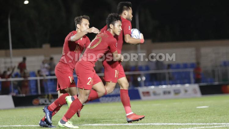 Tiga pemain Timnas Indonesia U-23 saat melawan Brunei: Egy Maulana Vikri, Osvaldo Haay, dan Saddil Ramdani.